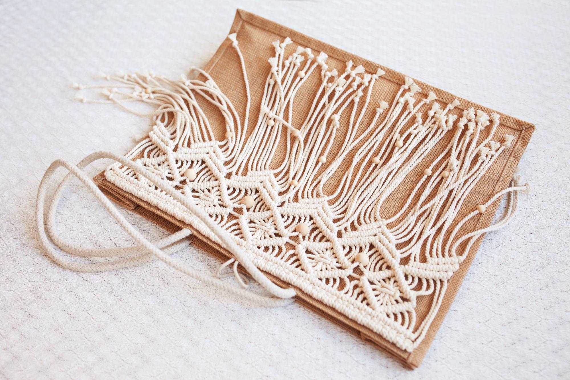 embroidered label on cotton tote